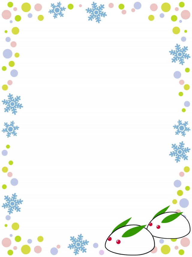 雪兎フレームシンプル飾り枠背景イラスト