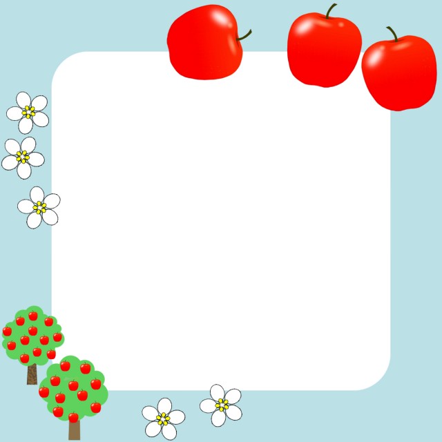 りんごフレームシンプル飾り枠背景イラスト