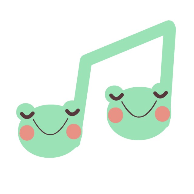 カエルの音符イラスト8分音符2連符緑 無料イラスト素材 素材ラボ