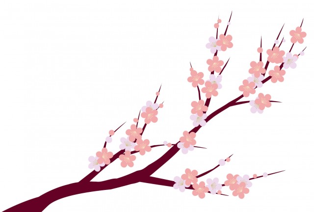 年賀状素材 かわいい枝梅の花 和風イラスト 無料イラスト素材 素材ラボ
