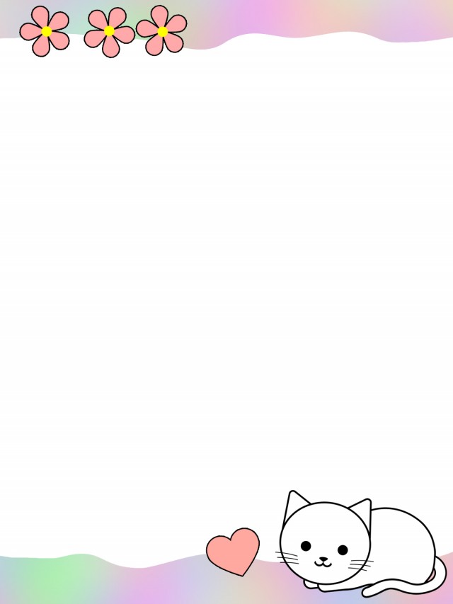 可愛い白猫フレームシンプルペット飾り枠背景イラスト | 無料イラスト