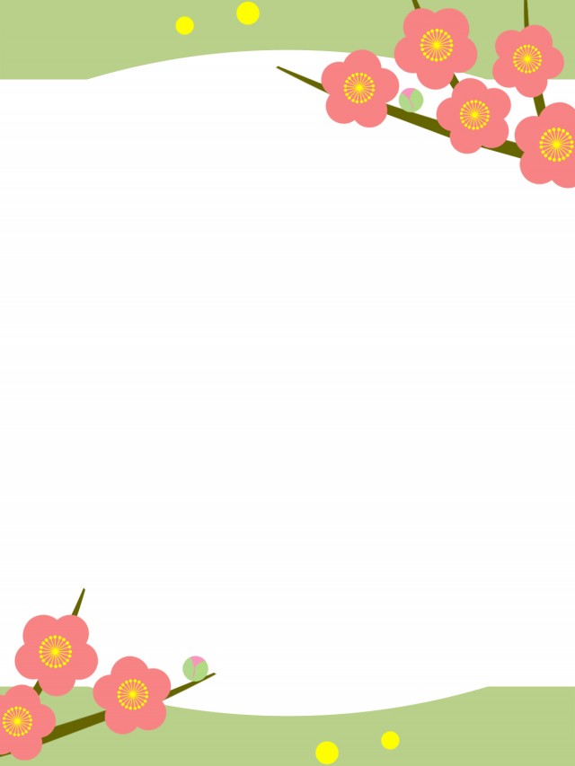 梅の花模様フレームシンプル和風柄飾り枠背景イラスト
