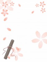 卒業　桜の花と卒…