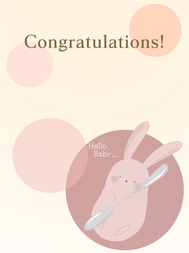 出産祝いのカード 銀のスプーンをもつウサギのいるイラスト 無料イラスト素材 素材ラボ