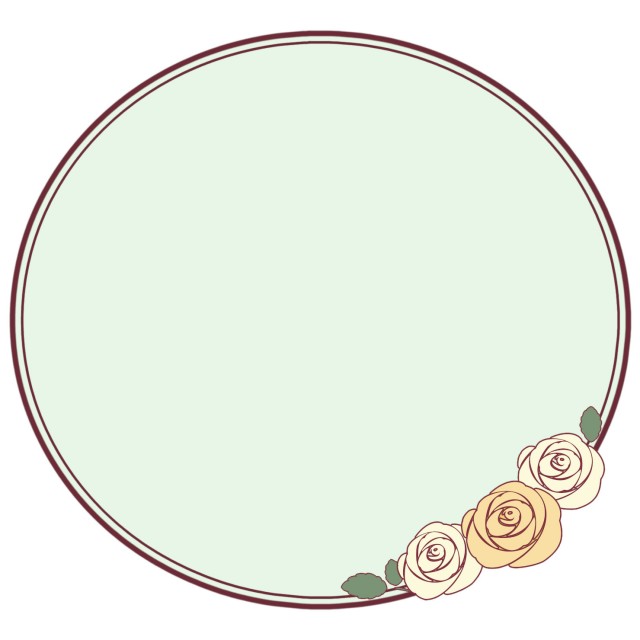 アンティーク風 薔薇の円形フレーム 黄色 黄緑 シンプル 無料イラスト素材 素材ラボ