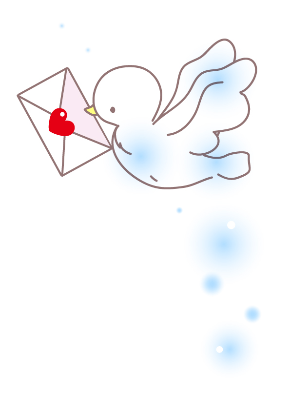 手紙を運ぶ青い鳥のイラスト 無料イラスト素材｜素材ラボ