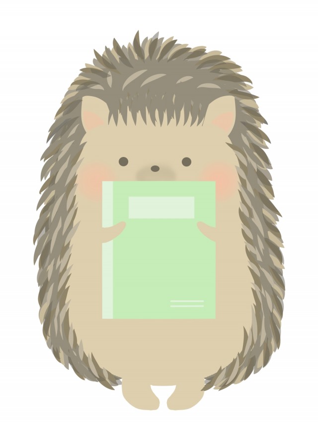 ノートを持つハリネズミのイラスト 無料イラスト素材 素材ラボ