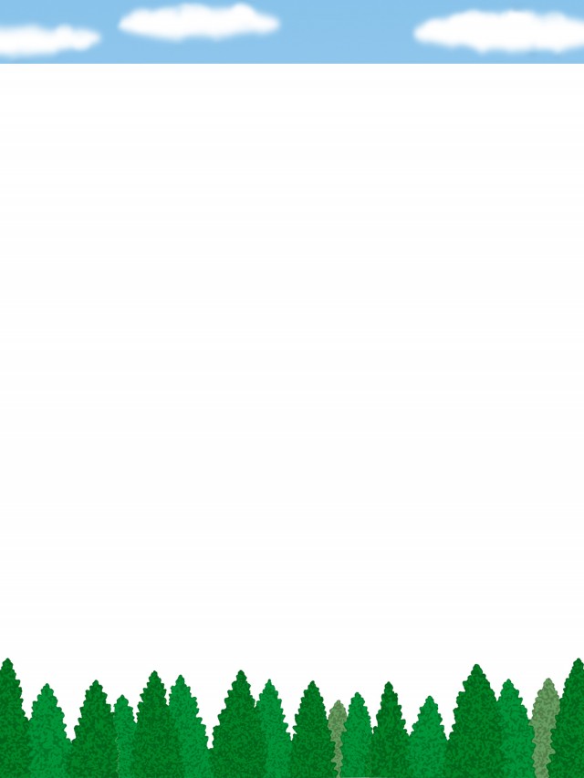 樹木森林フレームシンプル飾り枠背景イラスト　