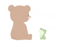 向き合うクマとカ…