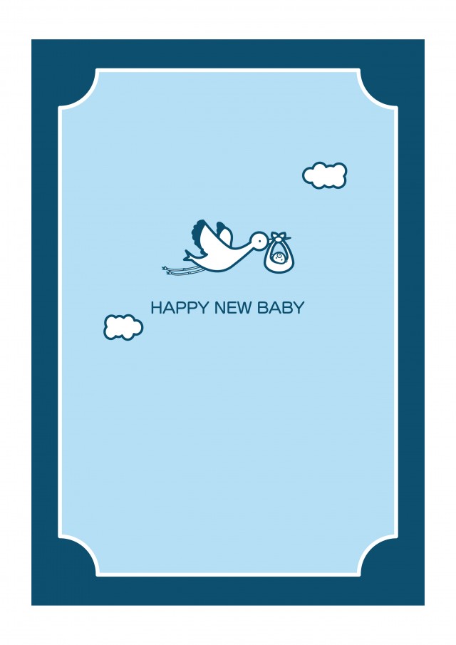 グリーティングカード 出産祝い 赤ちゃんを運ぶコウノトリ 無料イラスト素材 素材ラボ