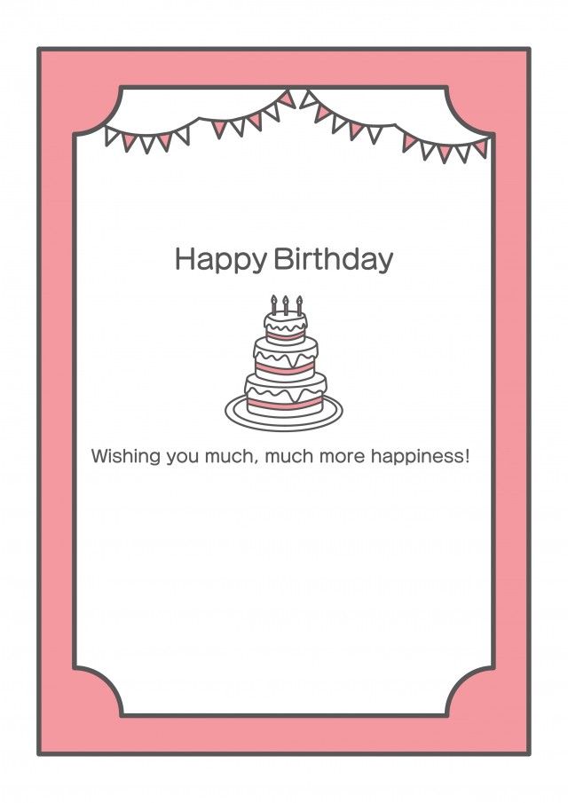 メッセージカード　誕生日　キャンドルが飾られたデコレーションケーキ