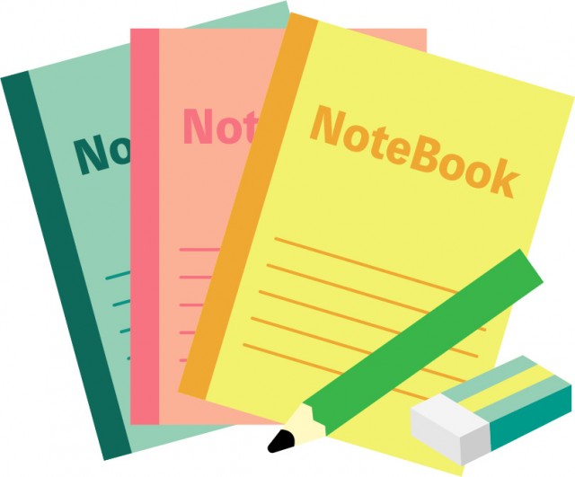 三冊のノートと鉛筆と消しゴム 無料イラスト素材 素材ラボ