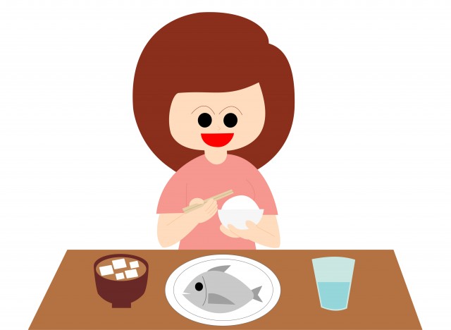 食事をする女性 無料イラスト素材 素材ラボ