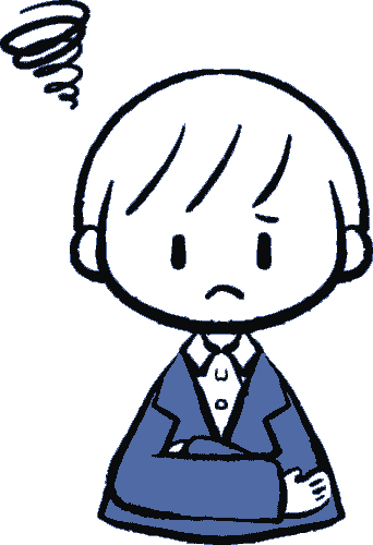 ぐるぐると悩むスーツ姿の男性のイラスト 無料イラスト素材 素材ラボ