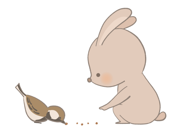 スズメとウサギのイラスト 無料イラスト素材 素材ラボ