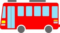 バス　赤　横向き