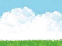 水彩風の雲と草の…