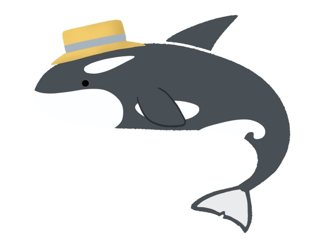 ぼうしをかぶったシャチのイラスト 無料イラスト素材 素材ラボ