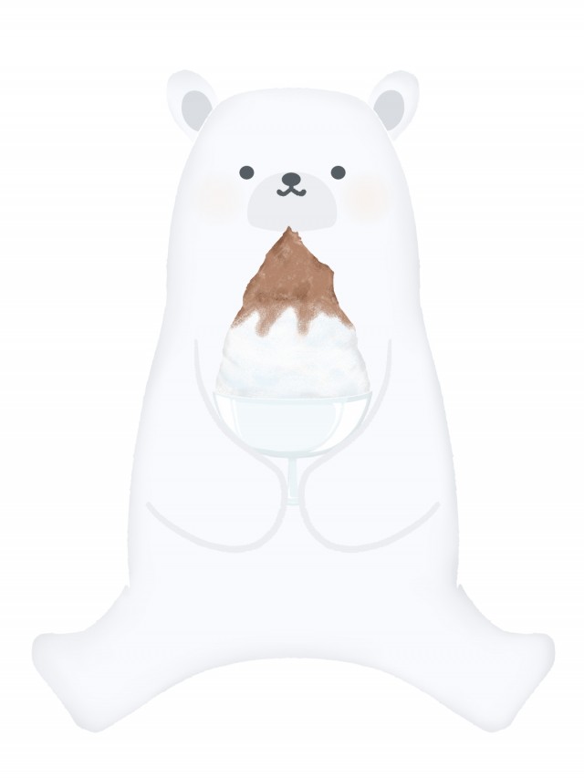 かき氷を持つシロクマのイラスト 無料イラスト素材 素材ラボ