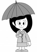 傘をさす女性（白…