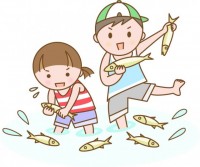 魚のつかみ取りを…