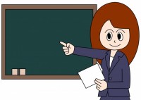 黒板と女性の教員