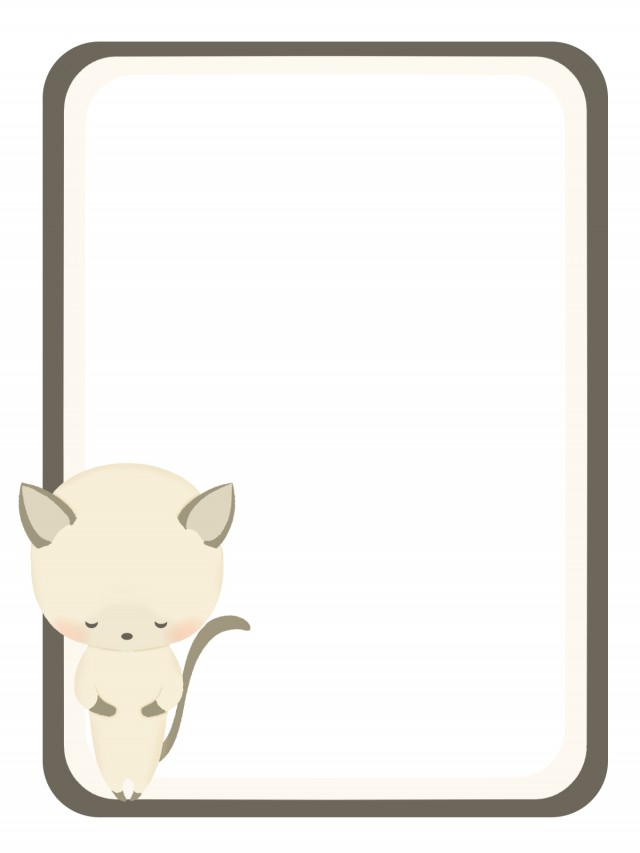 お辞儀をするシャム猫のフレームイラスト 無料イラスト素材 素材ラボ