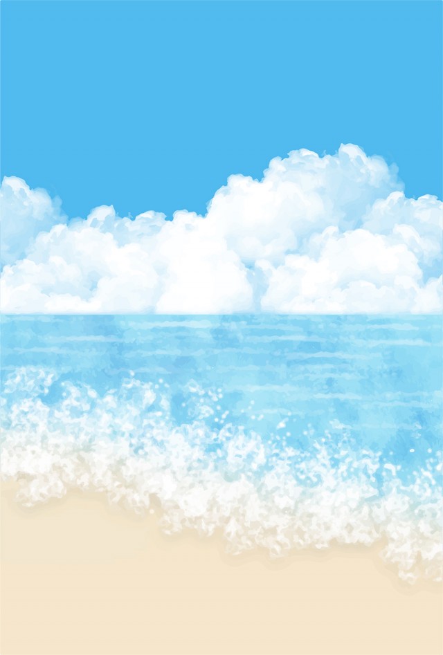 水彩風の青空と海のイラストカード 無料イラスト素材 素材ラボ