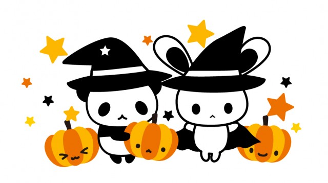 ハロウィン うさぎとパンダのイラスト 無料イラスト素材 素材ラボ