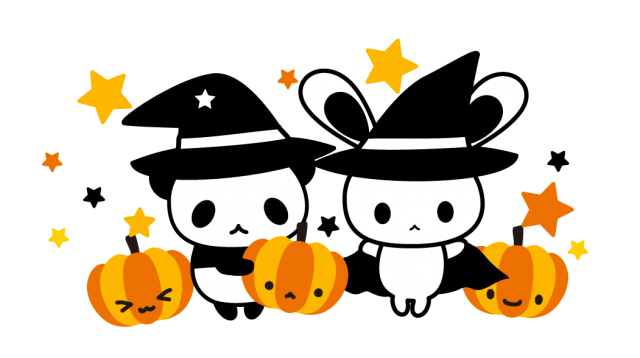 ハロウィン うさぎとパンダのイラスト 無料イラスト素材 素材ラボ