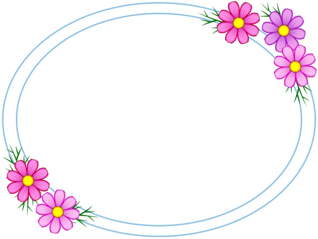 コスモスお花模様フレームシンプル飾り枠背景イラスト　