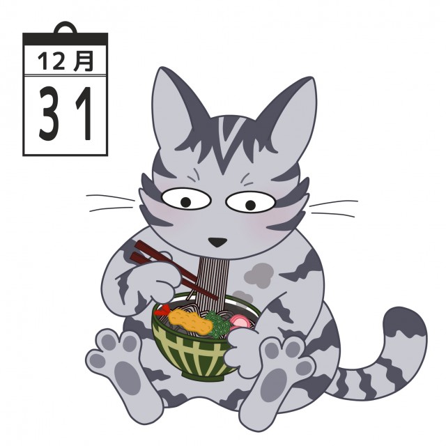 12月のイラスト 年末の猫 大晦日 無料イラスト素材 素材ラボ