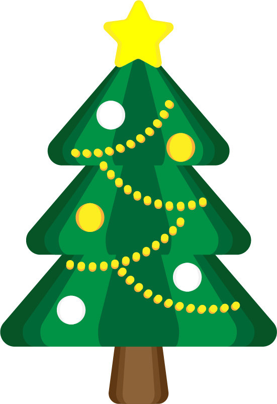 クリスマスツリー01 黄色と白の飾り 無料イラスト素材 素材ラボ