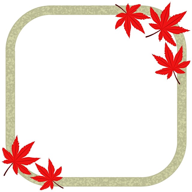 紅葉の葉っぱフレームシンプル和柄飾り枠イラスト　