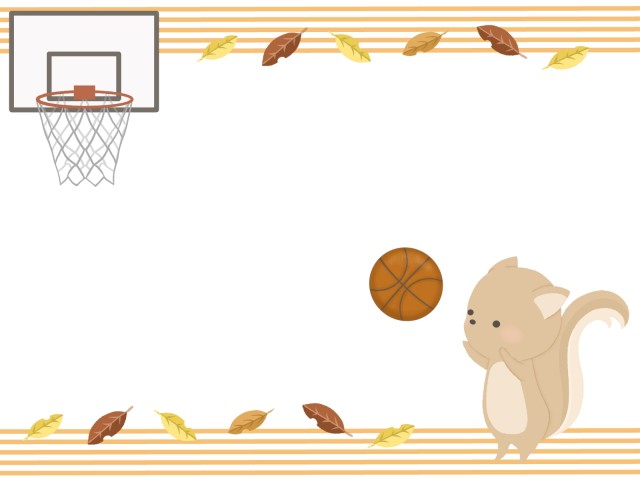 バスケットボールをするリスのフレームイラスト 無料イラスト素材 素材ラボ