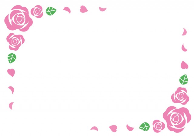 薔薇のフレーム ピンク 無料イラスト素材 素材ラボ