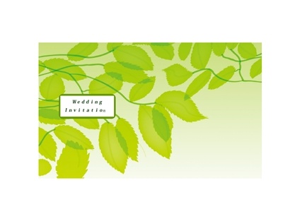 緑の葉結婚式招待状 表紙 テンプレート 無料イラスト素材 素材ラボ