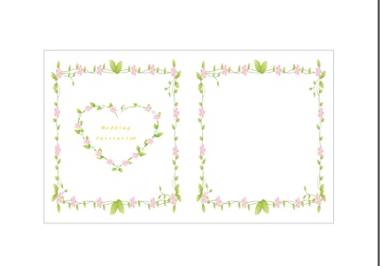 ハートリーフ柄結婚式招待状 表紙 テンプレート 無料イラスト素材 素材ラボ