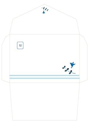 青い鳥柄の封筒テンプレート 無料イラスト素材 素材ラボ