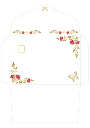 薔薇とチョウの封筒テンプレート 無料イラスト素材 素材ラボ