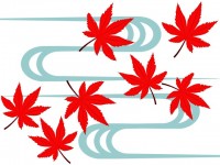 紅葉と流水模様の…