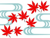 紅葉と流水模様の…