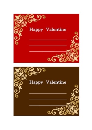 バレンタインメッセージカード 赤 茶色 テンプレート 無料イラスト素材 素材ラボ