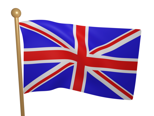 リアルになびくイギリス国旗の3DCG【透過PNG】