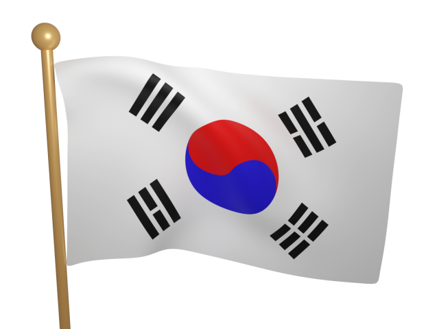 リアルになびく韓国国旗の3DCG【透過PNG】