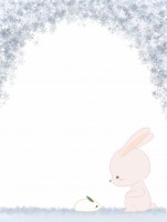 雪ウサギを見るウ…