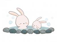 温泉に入るウサギ…