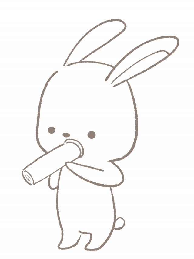 恵方巻きを食べるウサギのぬり絵イラスト