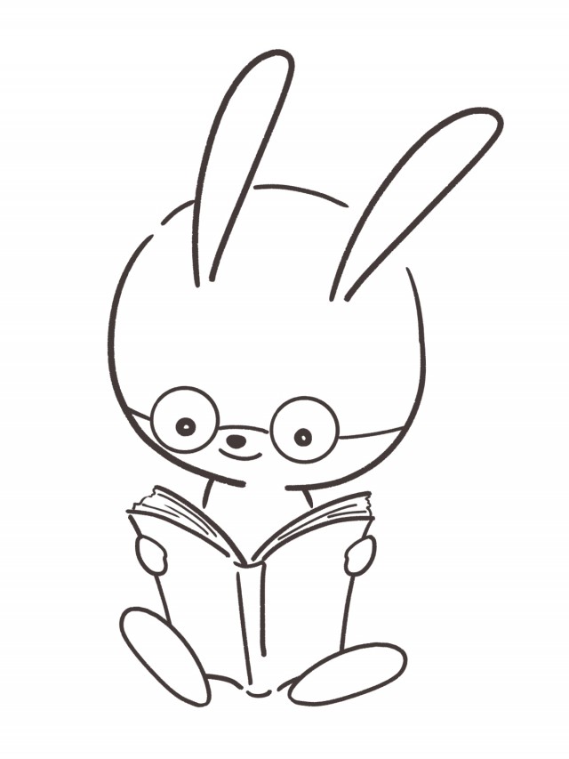 本を読むウサギのイラスト