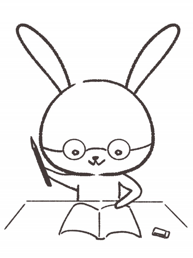 勉強するウサギのイラスト
